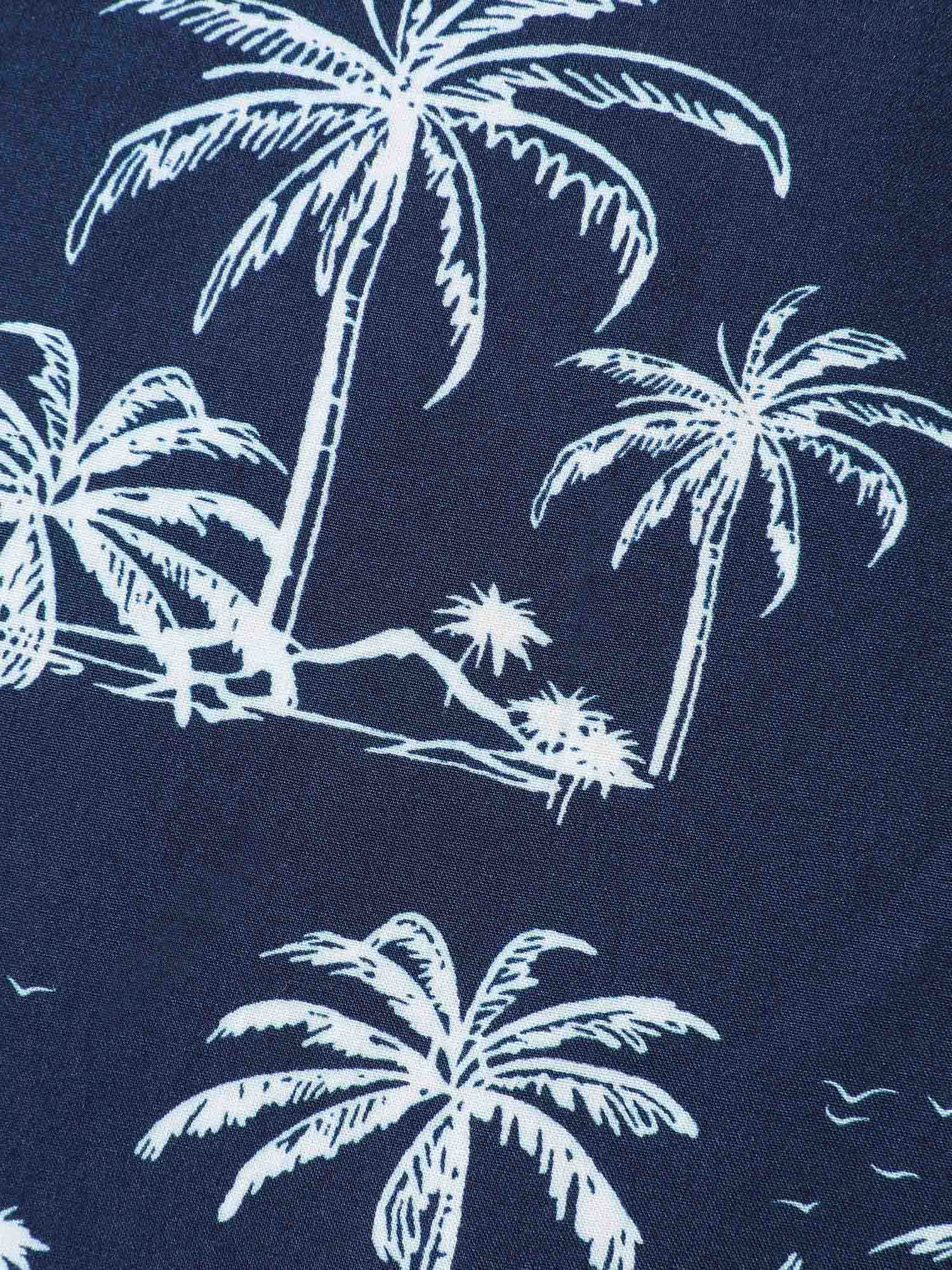 Tropical Print Lace Trim Flowy Blouse