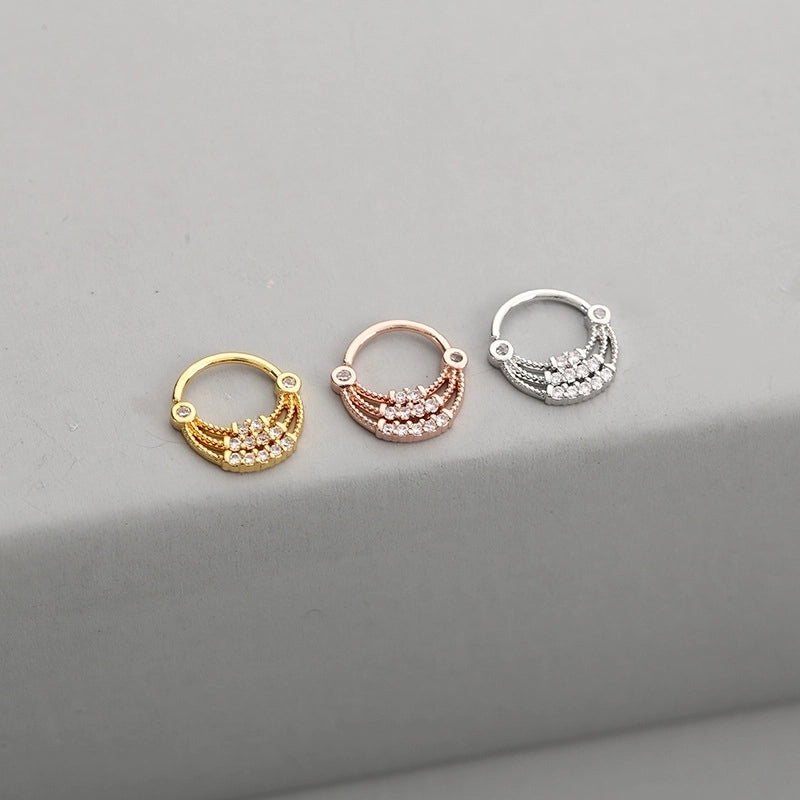 1 Piece Nose Rings & Studs Fashion Round Brass Inlay Zircon