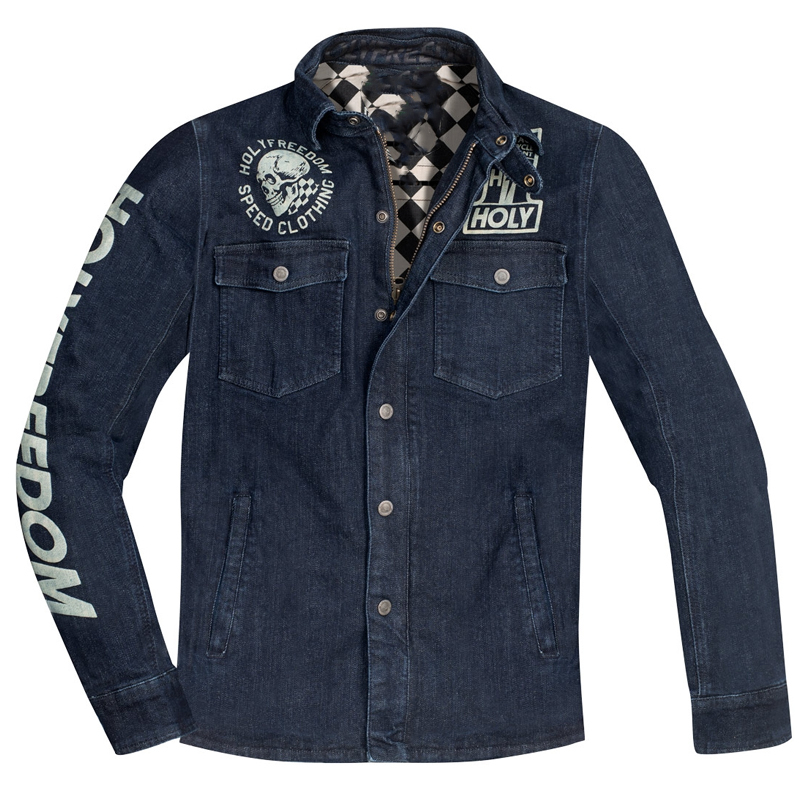 Retro Motorcycle Denim Print Single-Breasted Jacket