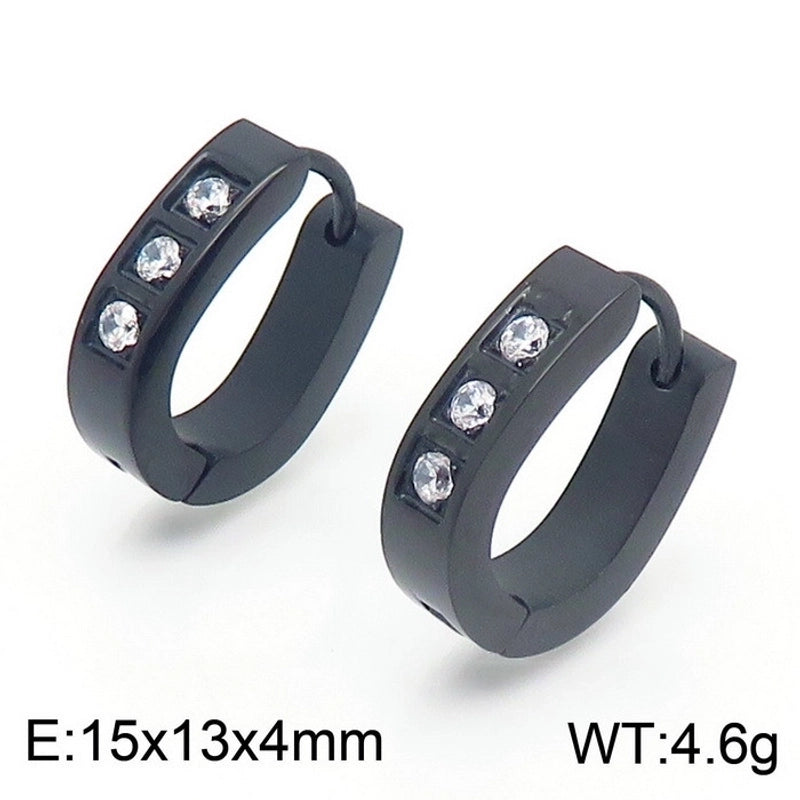 1 Pair Luxurious Solid Color Plating Inlay Stainless Steel Zircon 18K Gold Plated Earrings