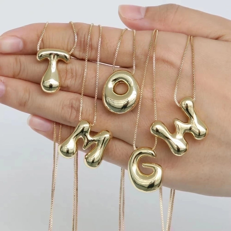 Copper 18K Gold Plated Minimalist Letter Plating Pendant Necklace