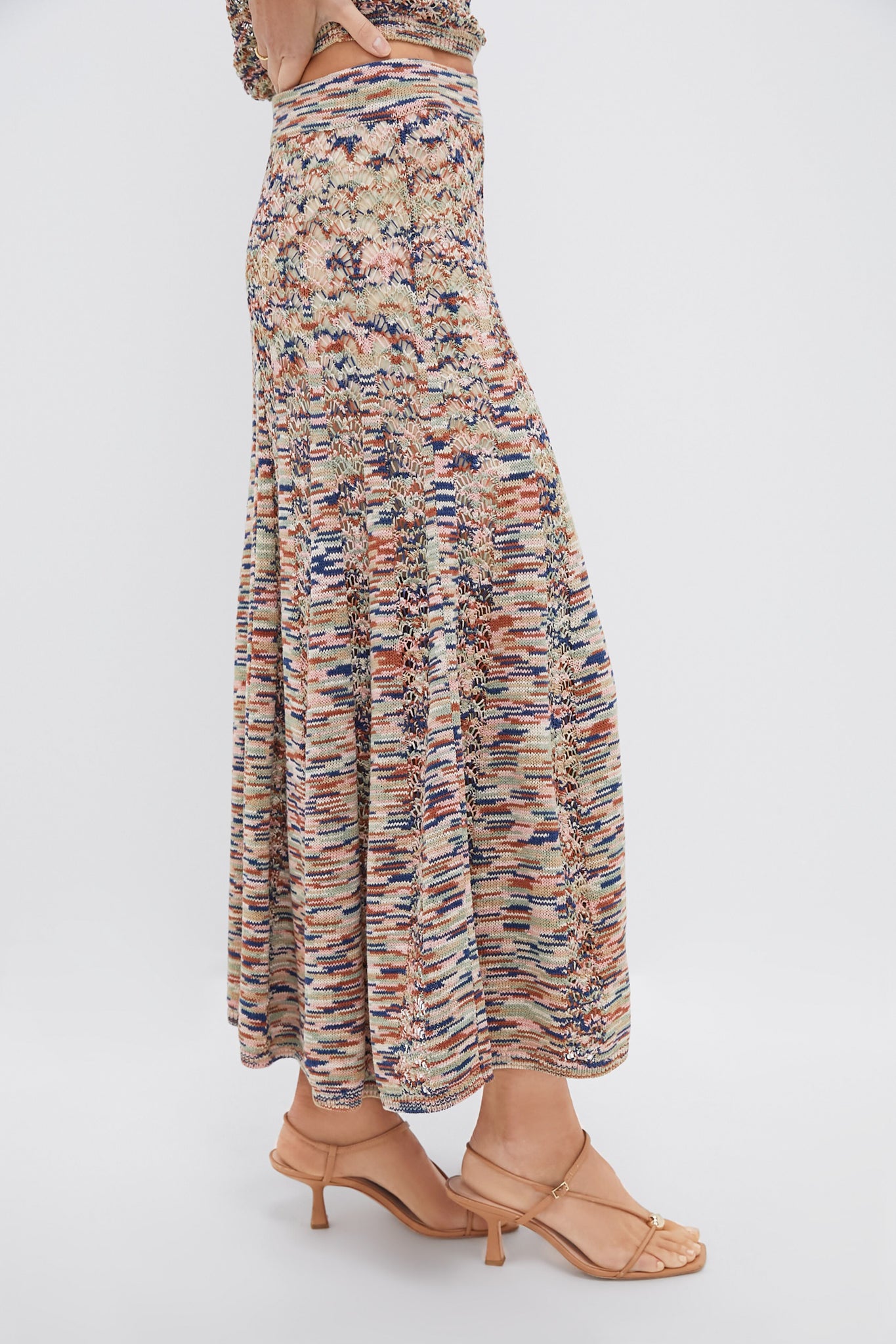 Multi Wylie Flared Knit Skirt