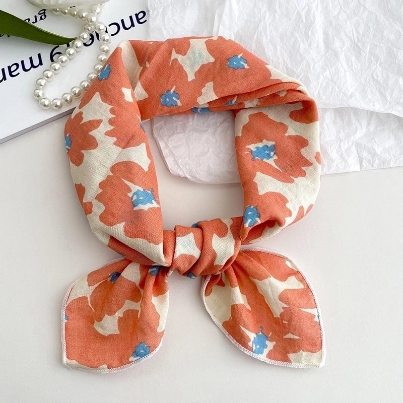 Women's Sweet Minimalist Color Block Cotton And Linen Printing Scarf