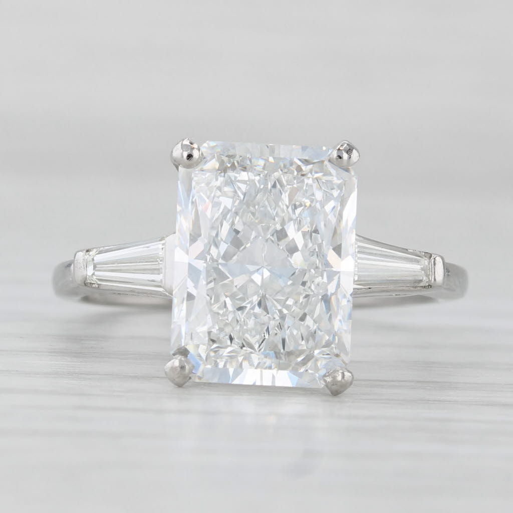 5.55ctw Lab Grown Diamond Engagement Ring Platinum Size 7.5 Radiant Cut VS2 F