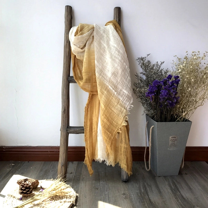Unisex Minimalist Color Block Cotton Scarf