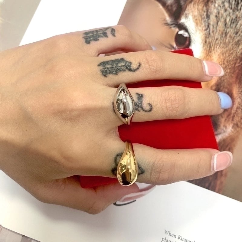Fashion Solid Color 304 Stainless Steel Titanium Steel 18K Gold Plated Plating Rings