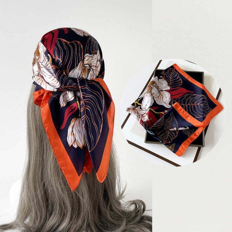 Women's Casual Flower Satin Printing Bandanas