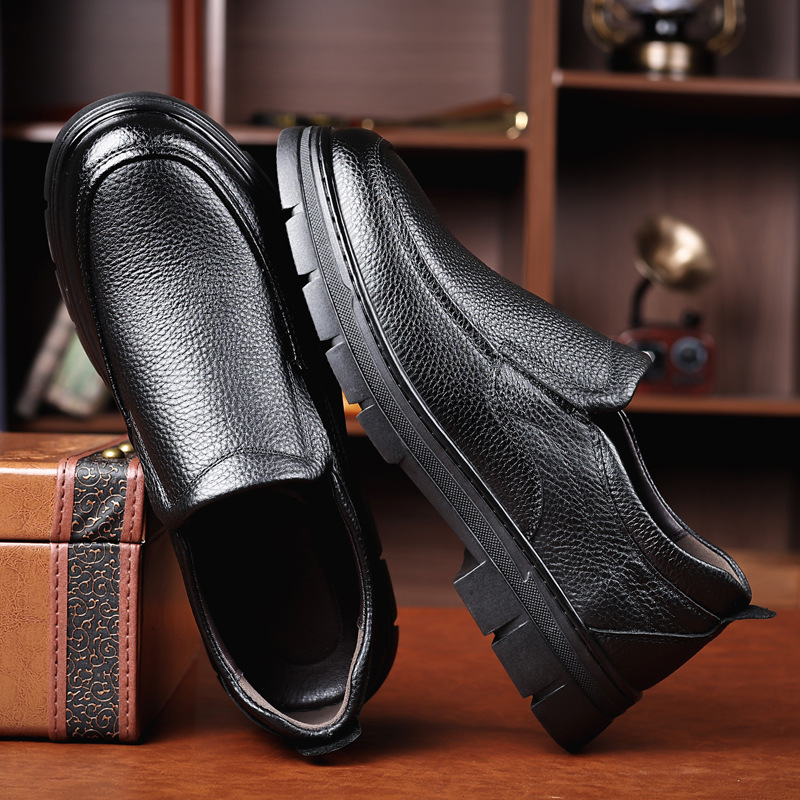 Gptsolvy New Leather Men Formal Shoes Luxury Brand Man Loafers Dress High Quality Breathable Slip on Black Driving Shoes Plus Size 38-44