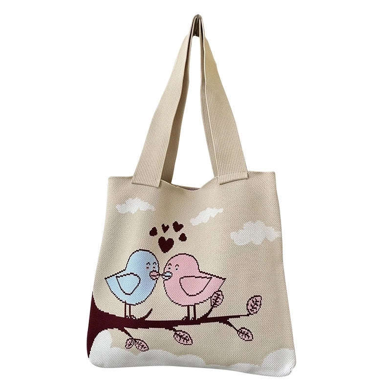 Women's Large Polyester Clouds Cartoon Streetwear Open Shoulder Bag