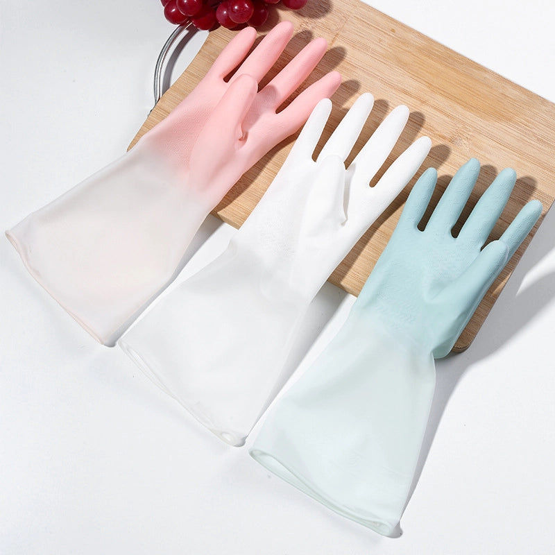 Gradient Waterproof Latex Gloves Women's Thin Laundry Household Cleaning Gloves Durable Kitchen Dishwashing Gloves