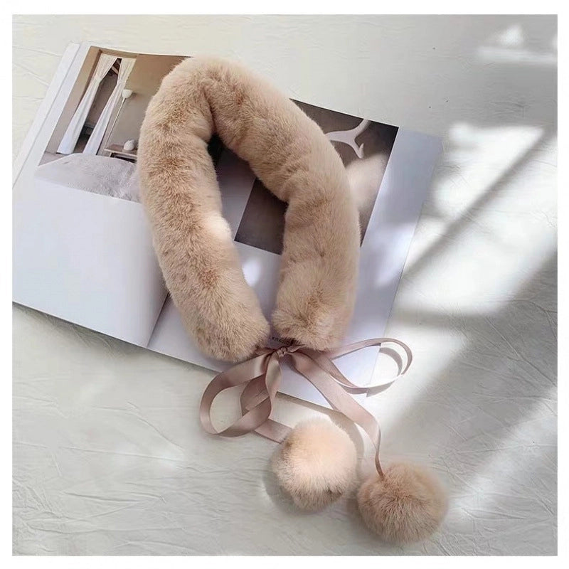 Women's Cute Solid Color Plush Scarf