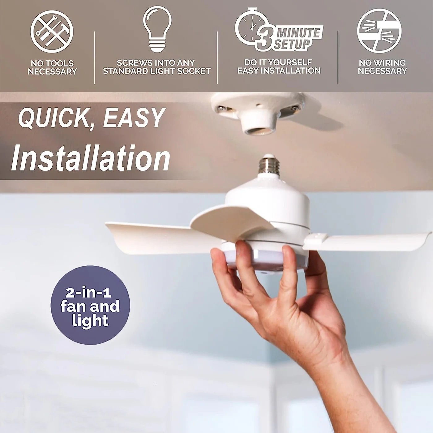 🔥SUMMER SALE- 2-IN-1 PORTABLE CEILING FAN & LIGHT with Remote Control