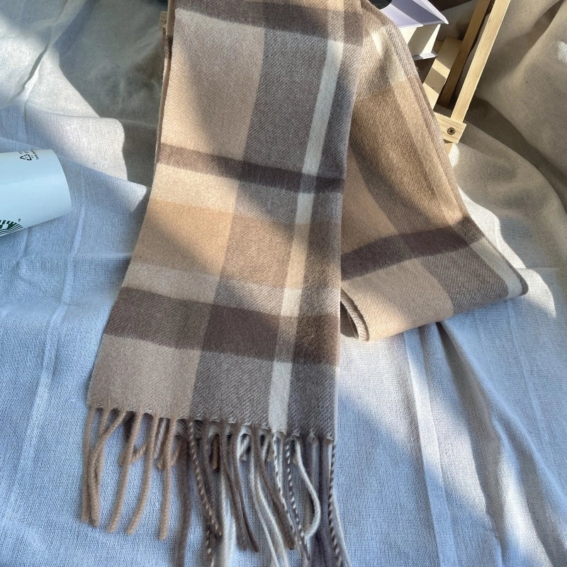 Women's Vintage Style Sweet Minimalist Stripe Plaid Artificial Wool Scarf