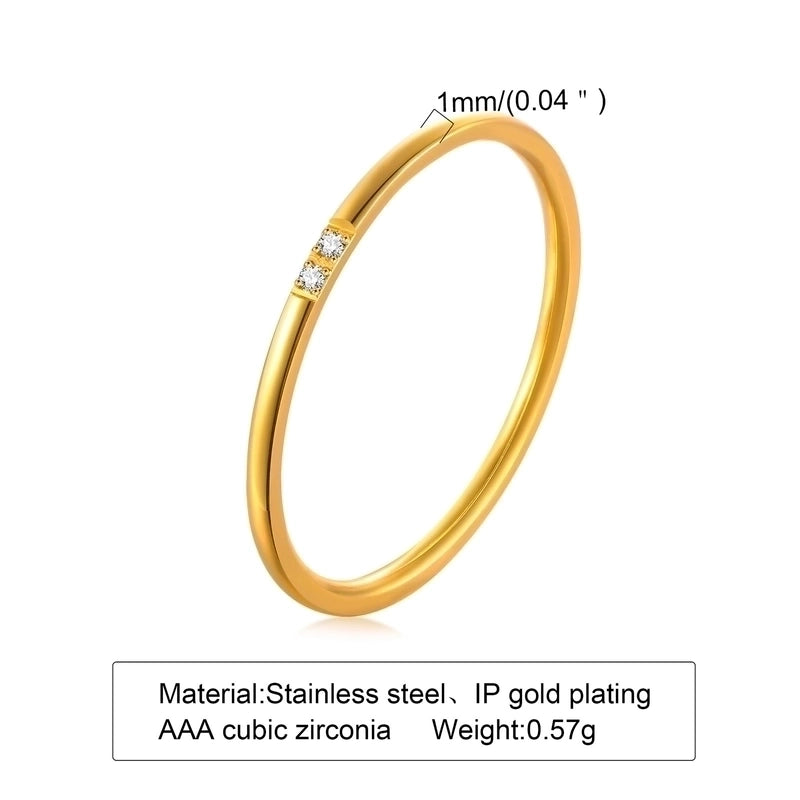 304 Stainless Steel Minimalist Inlay Circle Zircon Rings
