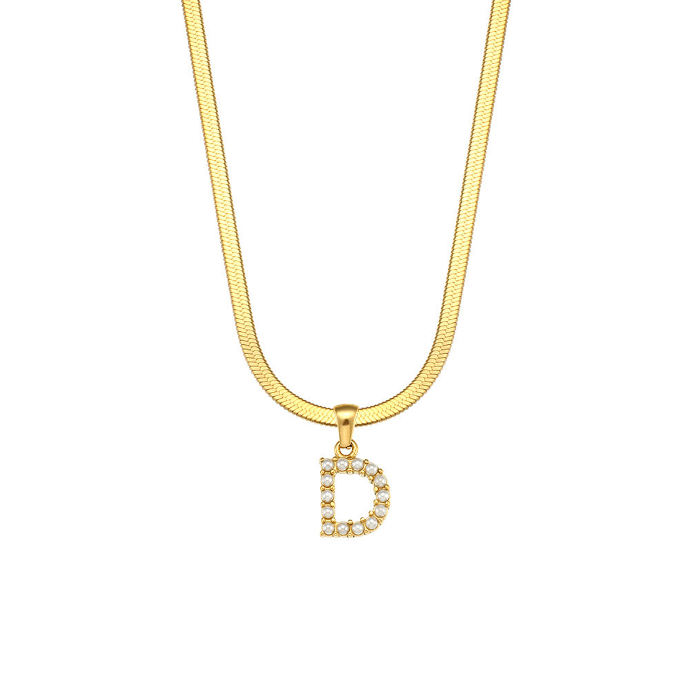 Fashion Letter Number Text Stainless Steel 18K Gold Plated Necklaces
