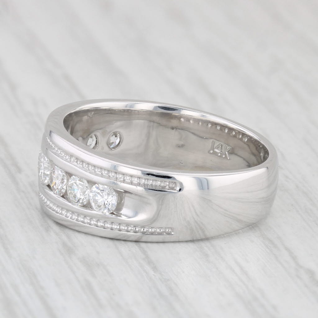 0.73ctw Men's Diamond Wedding Band 14k White Gold Size 8.5