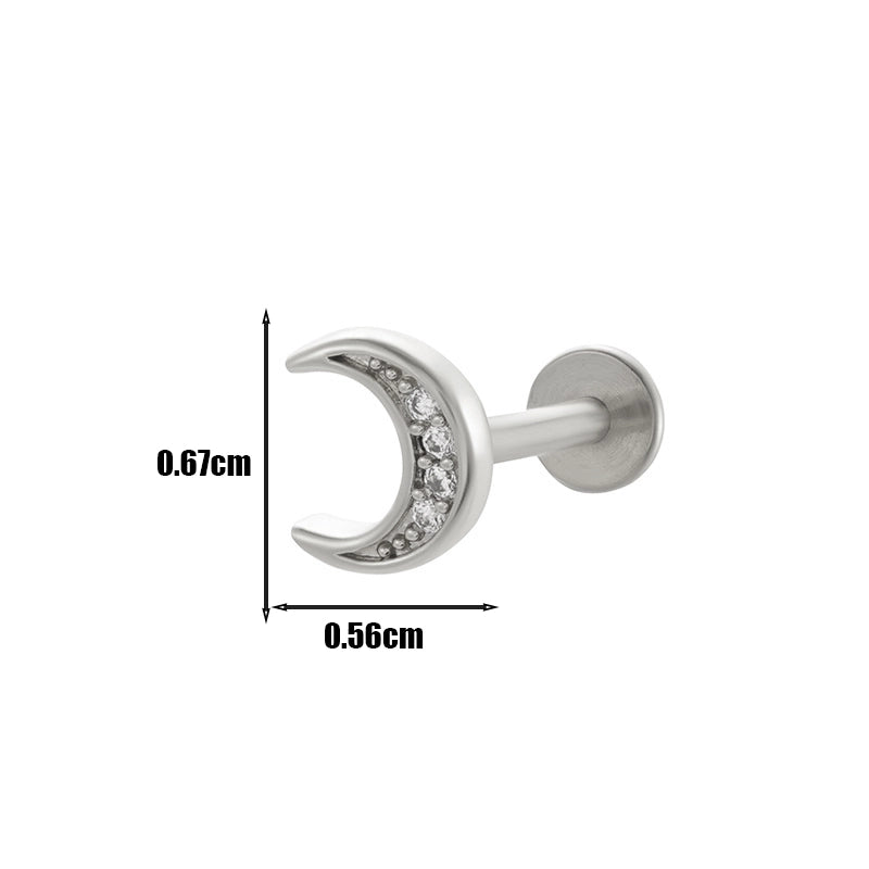 1 Piece Lip Rings Minimalist Heart Shape Flower Butterfly 316L Stainless Steel  Copper Plating Inlay Zircon