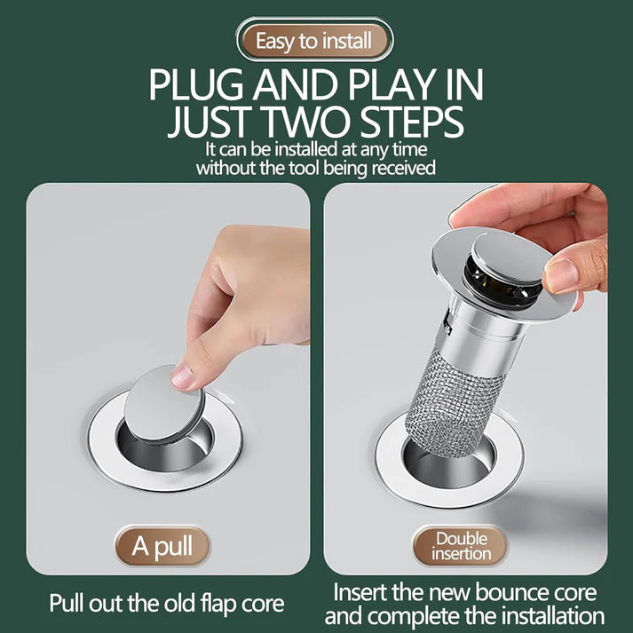 2-IN-1 POP-UP SINK PLUG WITH HAIR CONTAINER (2 PIECES)