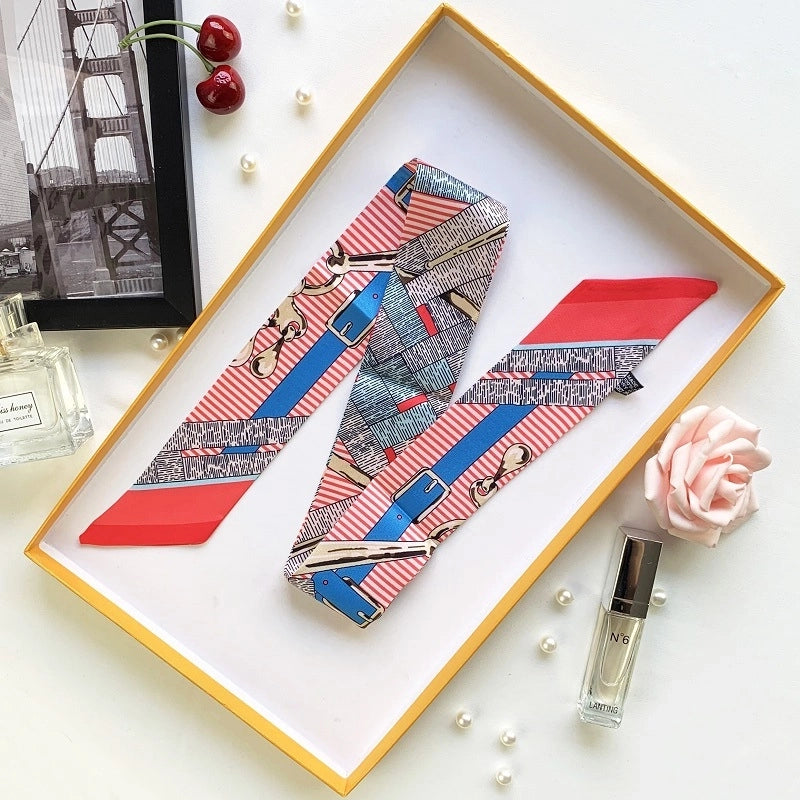 Women's Minimalist Flower Satin Printing Silk Scarf