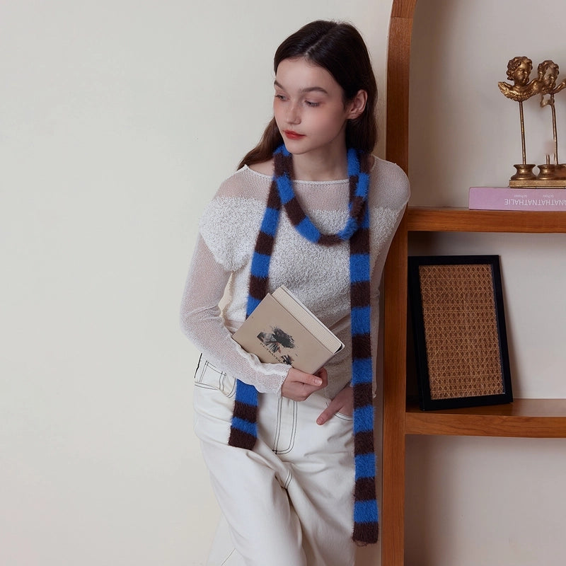 Women's Elegant Basic Color Block Nylon Scarf