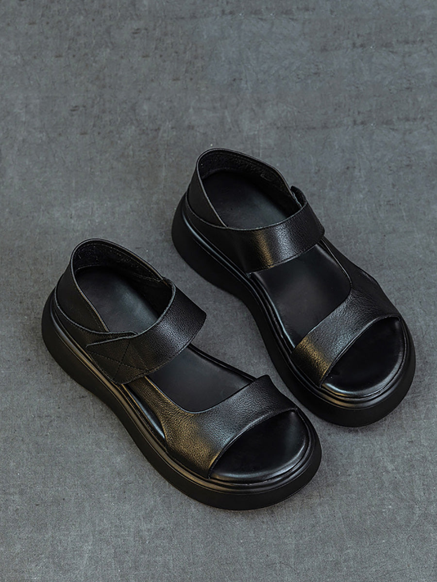 Women Summer Casual Genuine Leather Platform Sandals