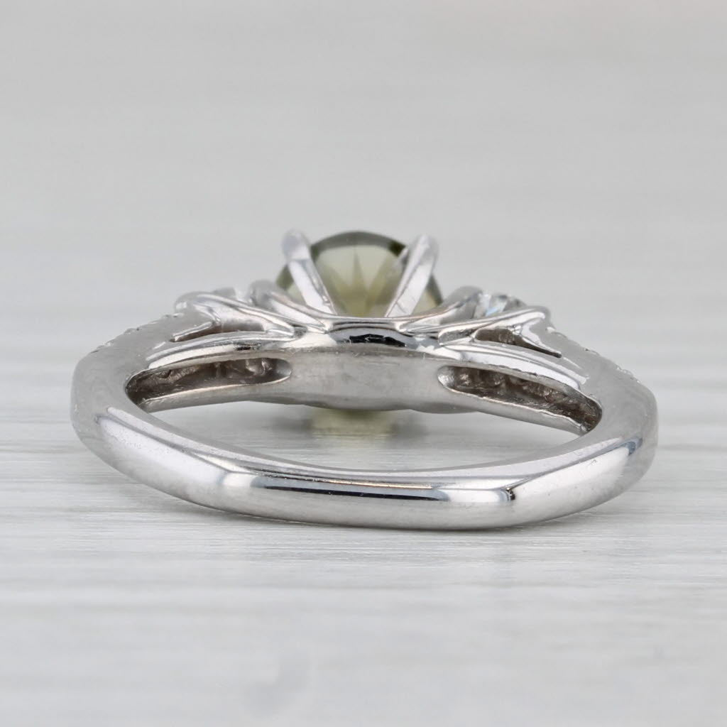 1.42ctw Green Tourmaline Diamond Ring 18k White Gold Size 4 Engagement