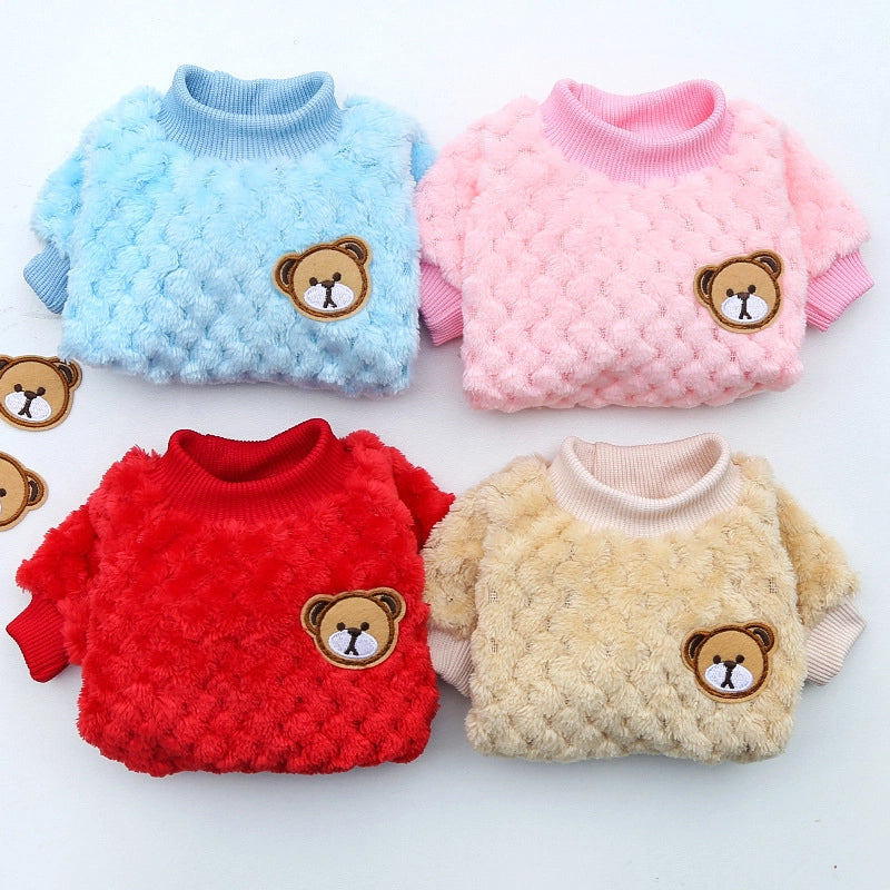 Large And Small Dog Clothes Cat Pet Clothes Autumn And Winter New Pet Supplies Velvet Clothes French Bucket Two-legged Clothes Plaid