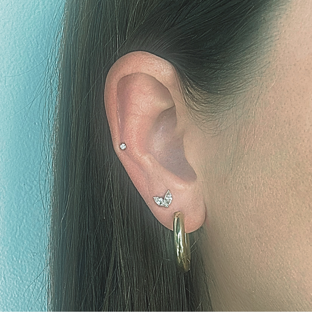 Diamond style leaf studs - Gold