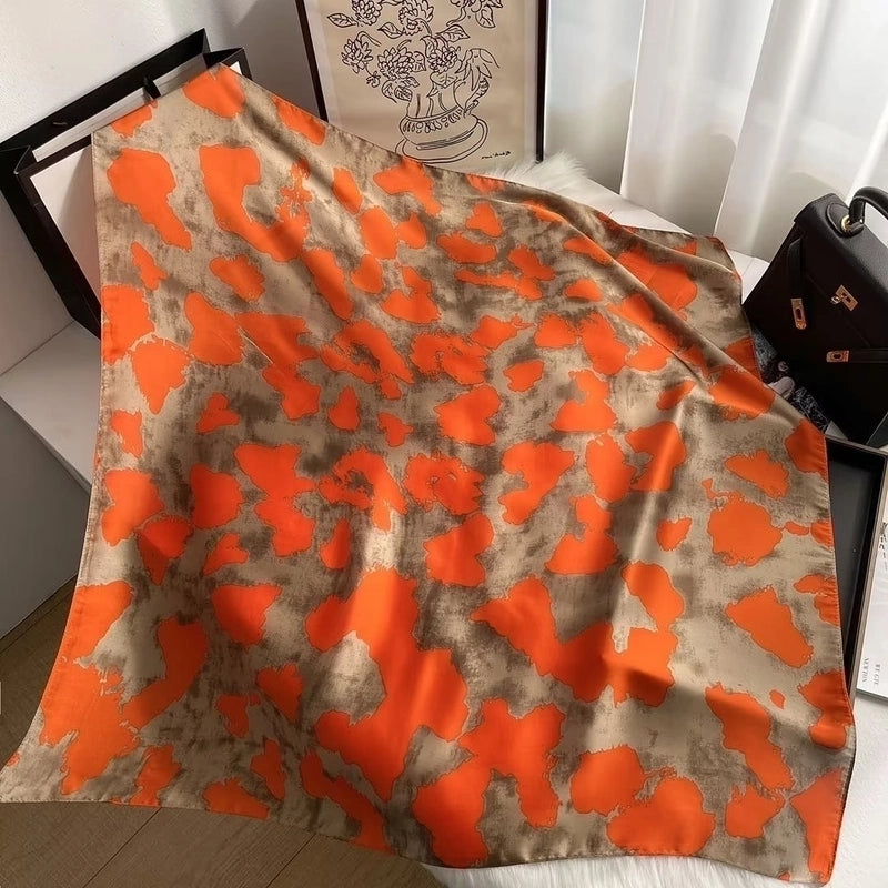 2 Pieces Women'S Ig Style Minimalist Color Block Flower Satin Silk Scarf