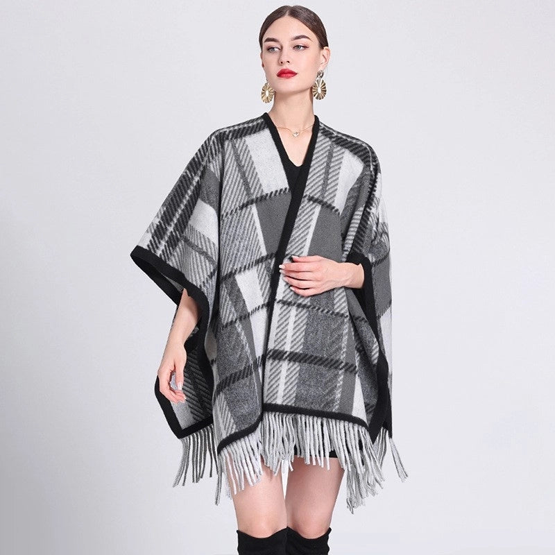 Women's Streetwear Plaid Blended Shawl