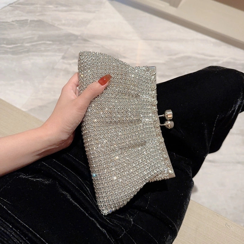 Luxury Rhinestone Evening Bag Sparkling Socialite Handbag Bridal Wedding Bag Matching Gown Bag Diamond-encrusted Banquet Clutch Bag