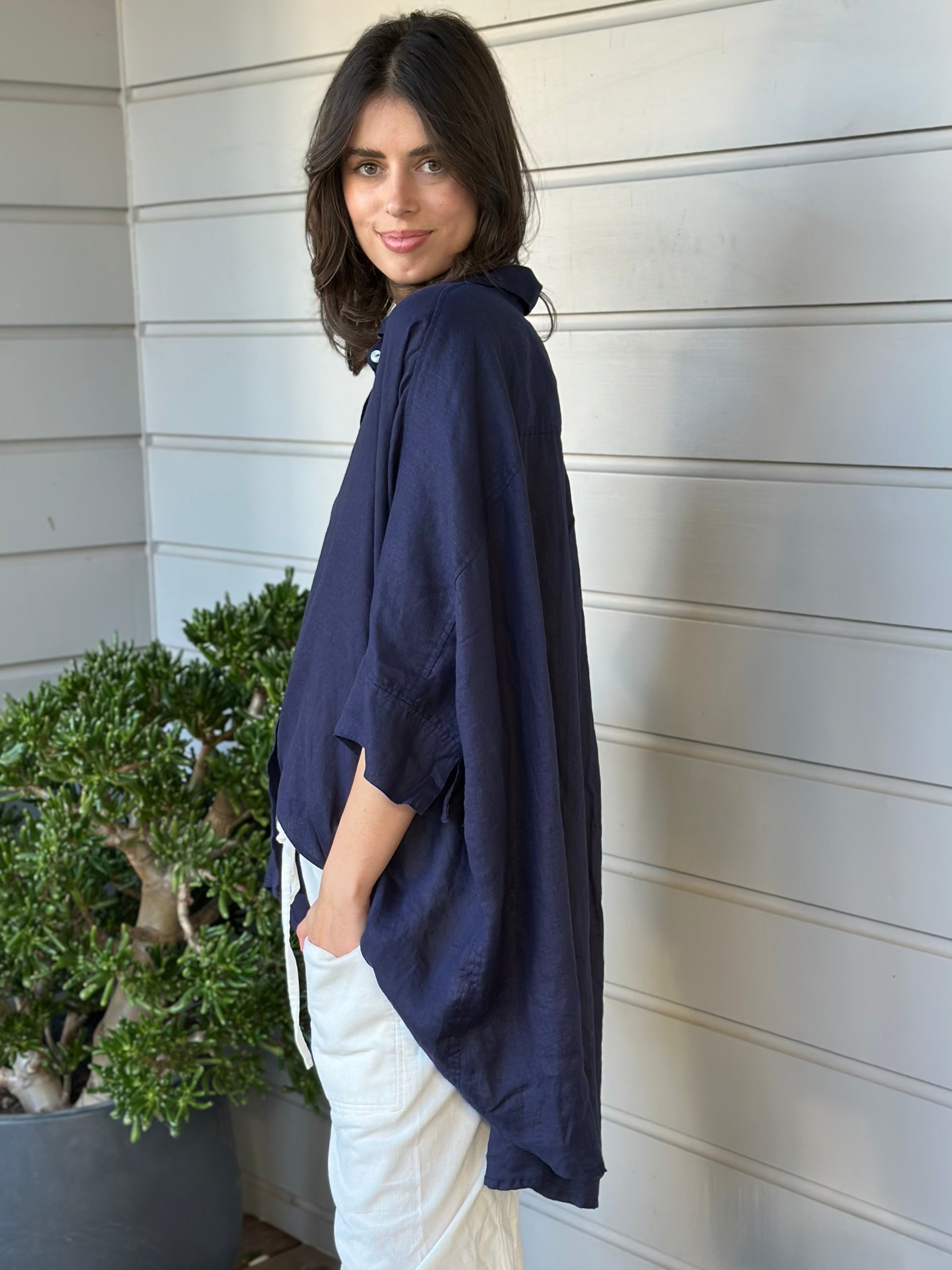 issey shirt - indigo linen