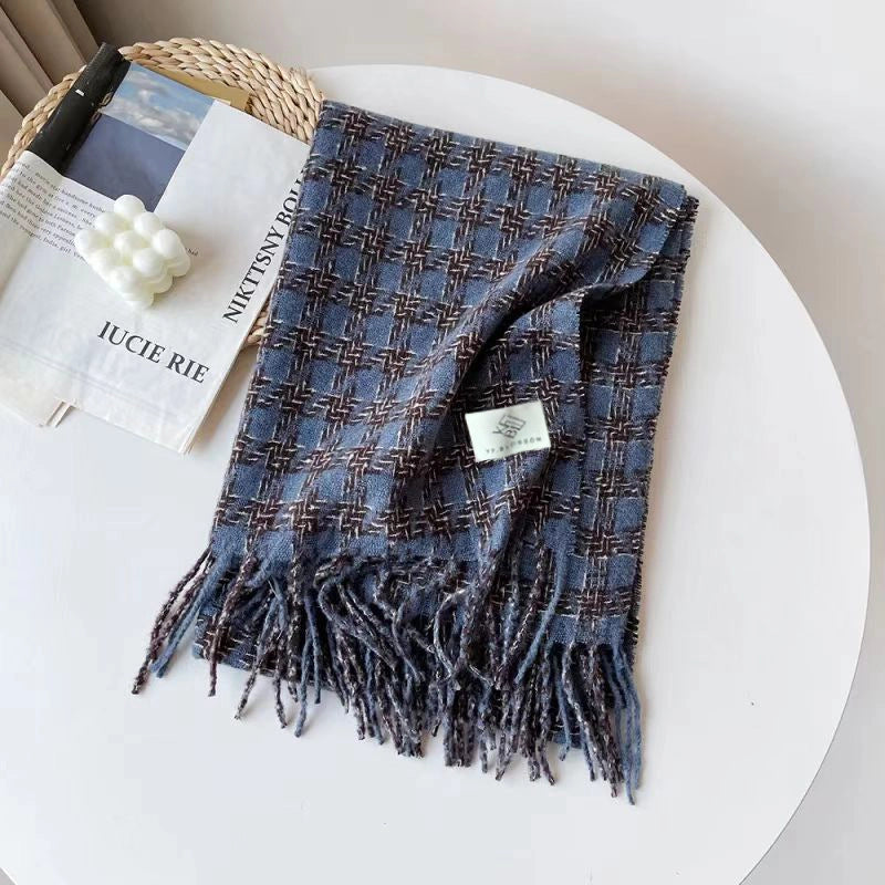 Women's Lady Minimalist Lattice Imitation Cashmere Scarf