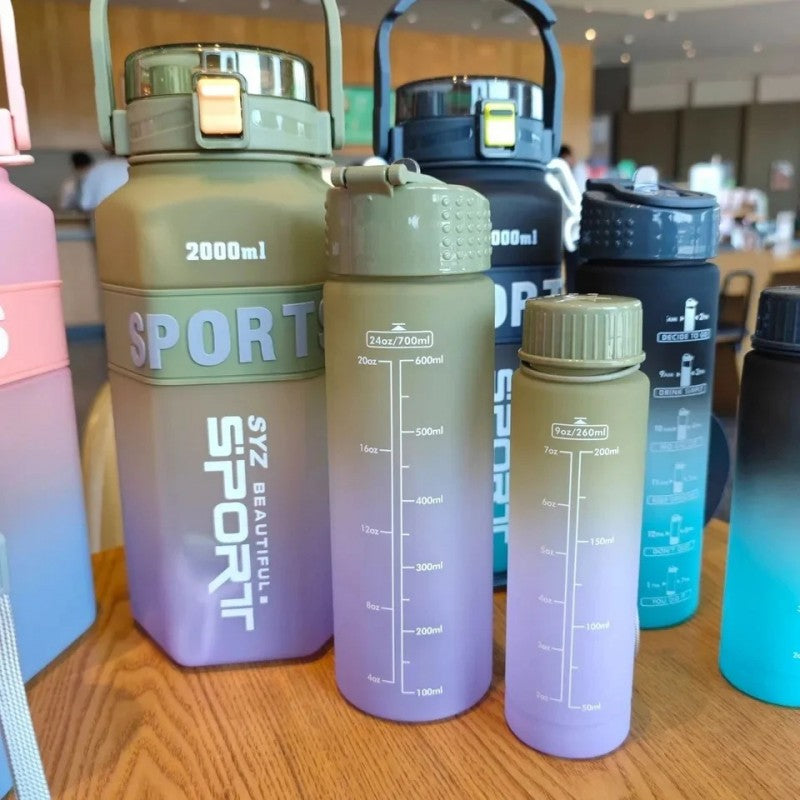 3pcs Water Bottle With Straw. BPA Free Water Bottle. 2 Liter Water Bottles Plastic Water Bottle