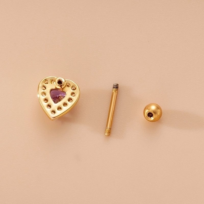 1 Piece Ear Cartilage Rings & Studs Fashion Heart Shape Butterfly Copper Plating Zircon