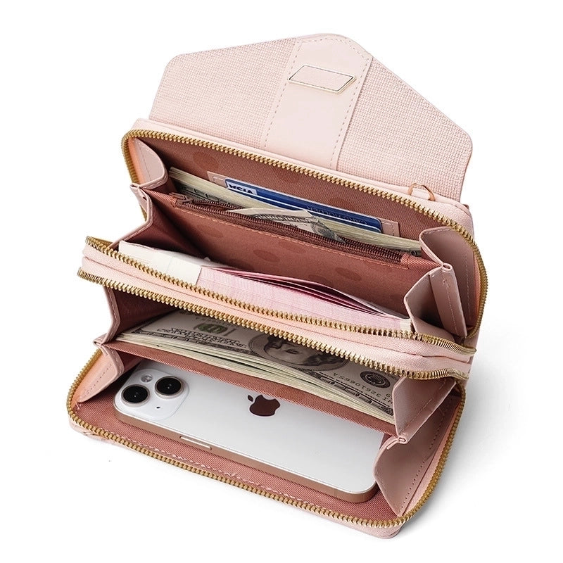 Women's Pu Leather Color Block Elegant Classic Style Square Buckle Crossbody Bag