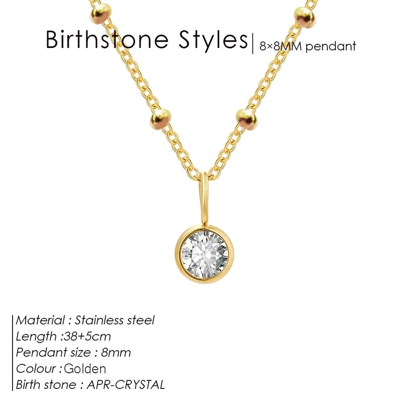 Minimalist Classic Style Geometric 316L Stainless Steel  Rhinestones Inlay Stainless Steel Necklaces