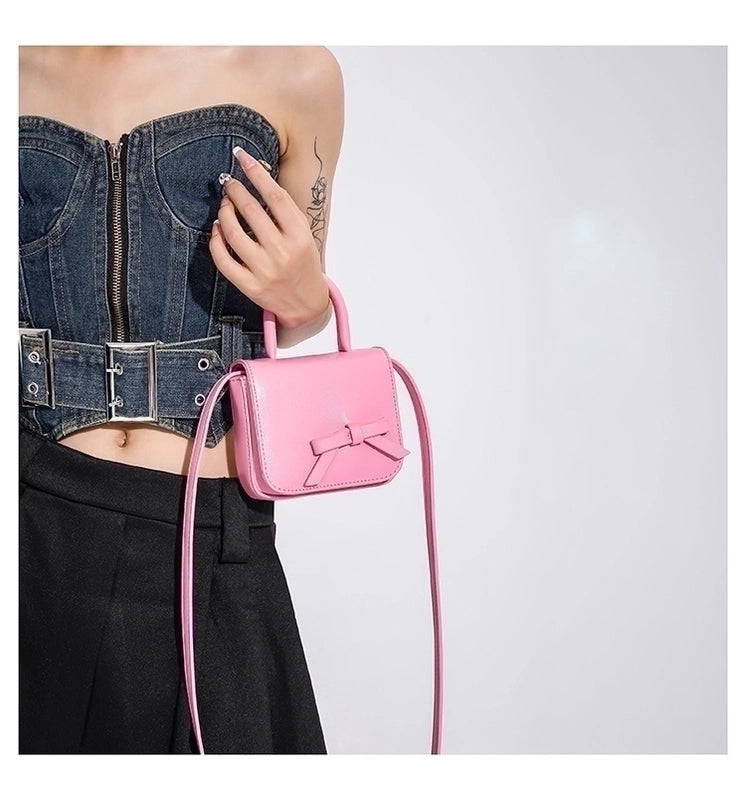 Women's Pu Leather Solid Color Cute Square Flip Cover Shoulder Bag