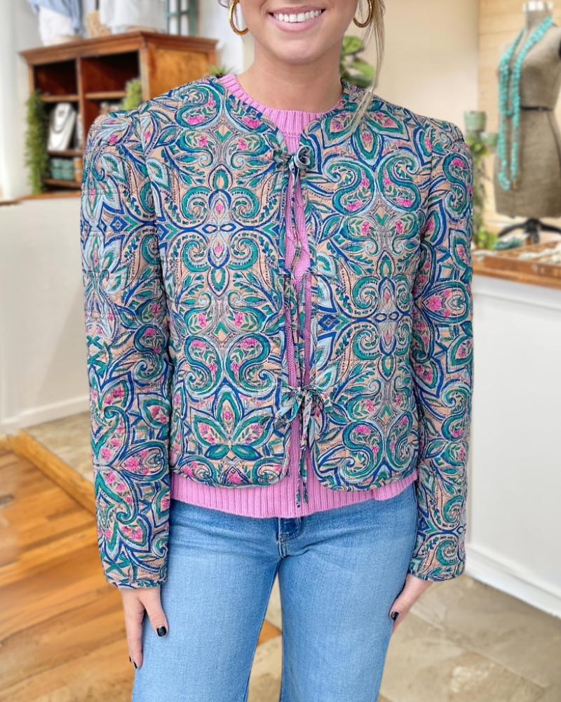 Quilted Paisley Print Jacket