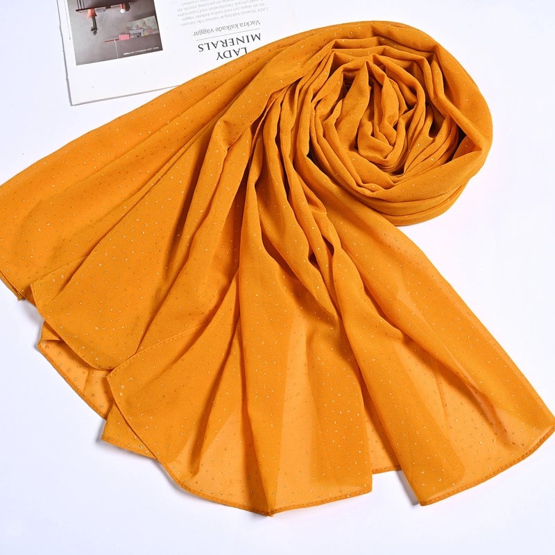 Hot Sale Solid Color Bronzing Chiffon Scarf Silk Scarf Decorative Headscarf Women's Solid Color Headscarf Scarf
