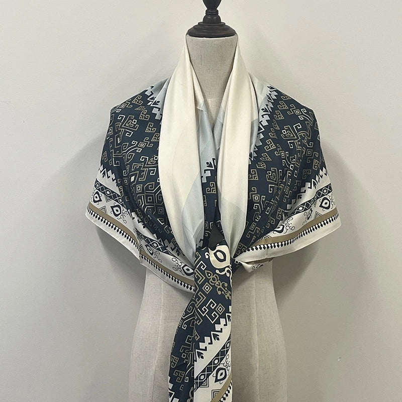 Women's Elegant Minimalist Plant Polyester Silk Scarf