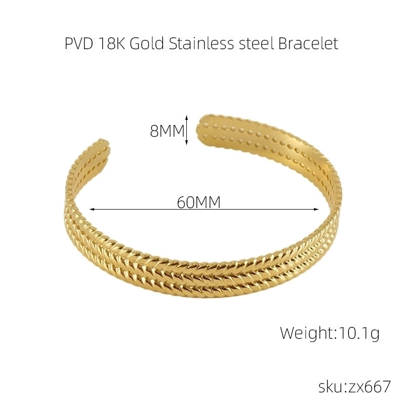 Retro Geometric Snake Stainless Steel Bangle