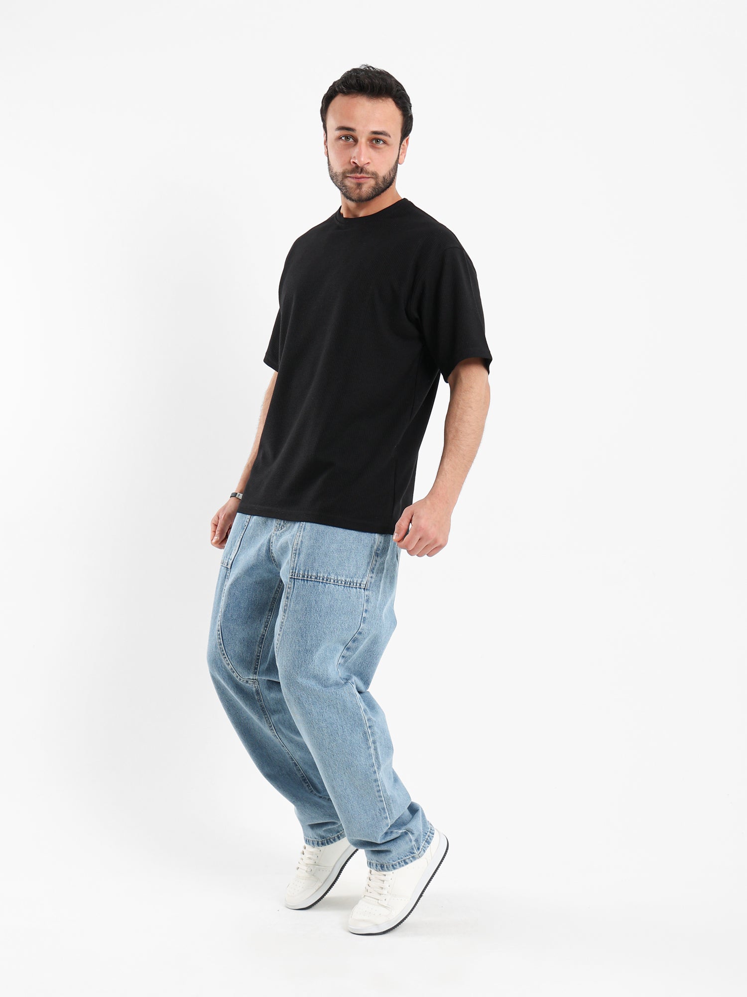 Waffle Knit Oversized T Shirt