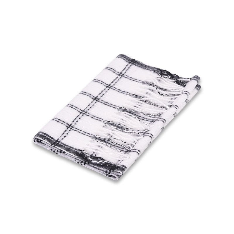 Kid'S Sweet Lattice Tassel Scarf
