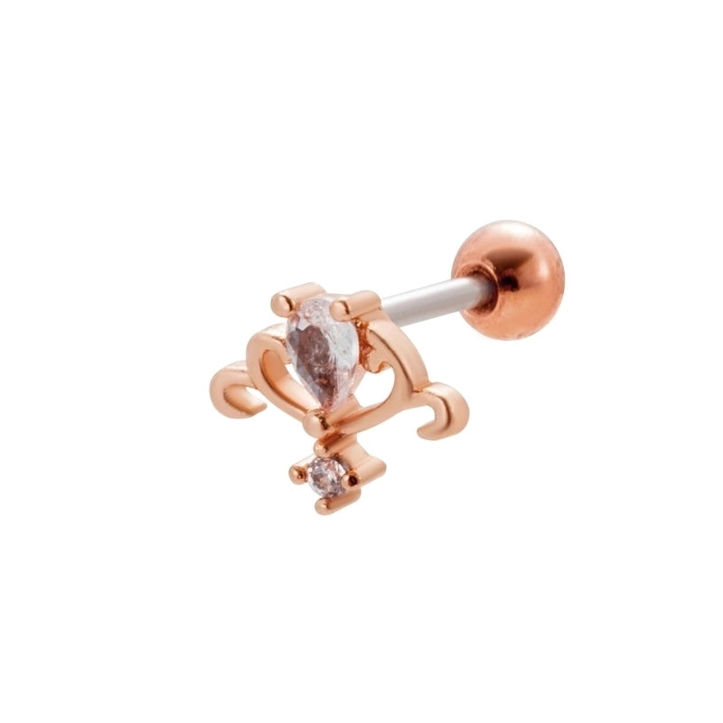 1 Piece Ear Cartilage Rings & Studs Sweet Heart Shape Flower 316L Stainless Steel  Copper Plating Inlay Zircon Ear Cartilage Rings & Studs