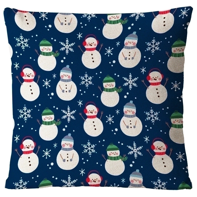 Christmas Glam Santa Claus Snowman Linen Pillow Cases Couch & Sofa Decor