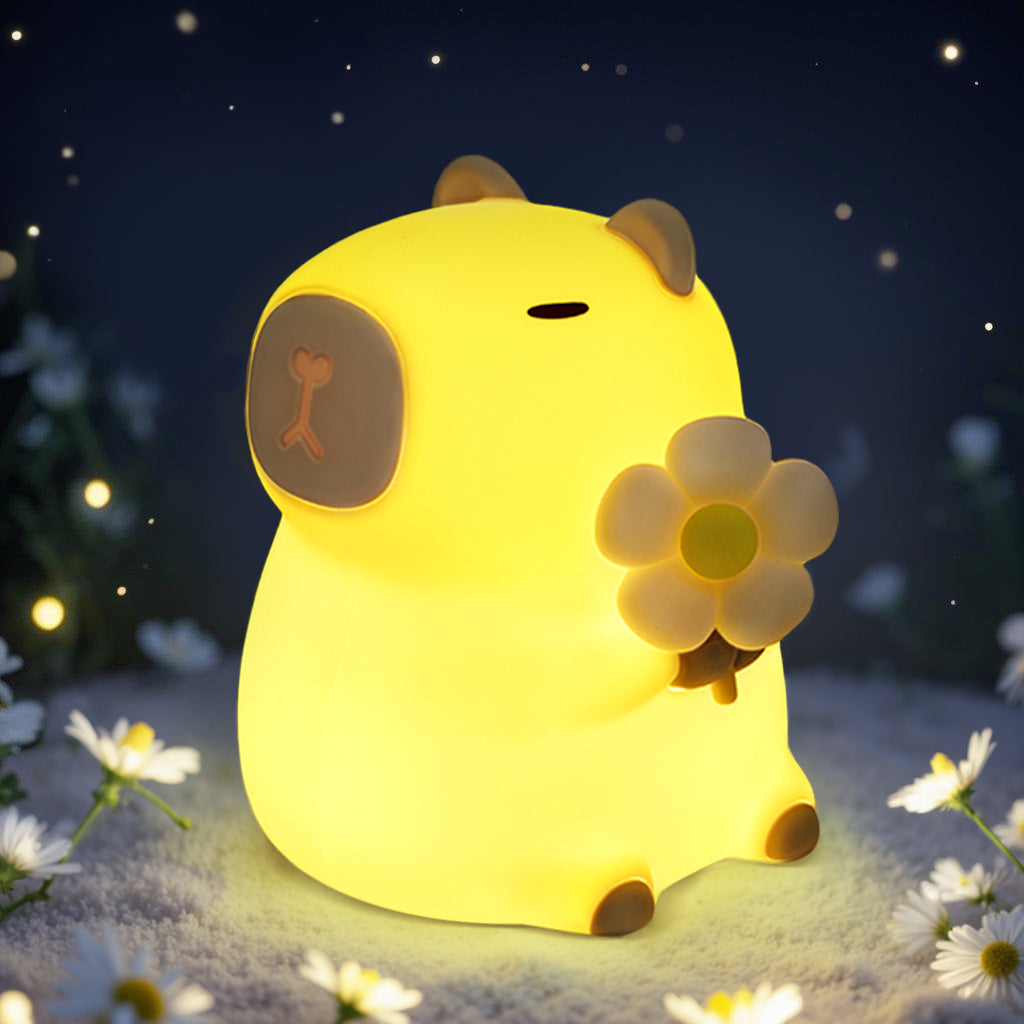 Flower Capybara Squishy Silicone Night Light - Perfect Gift for Kids and Girls