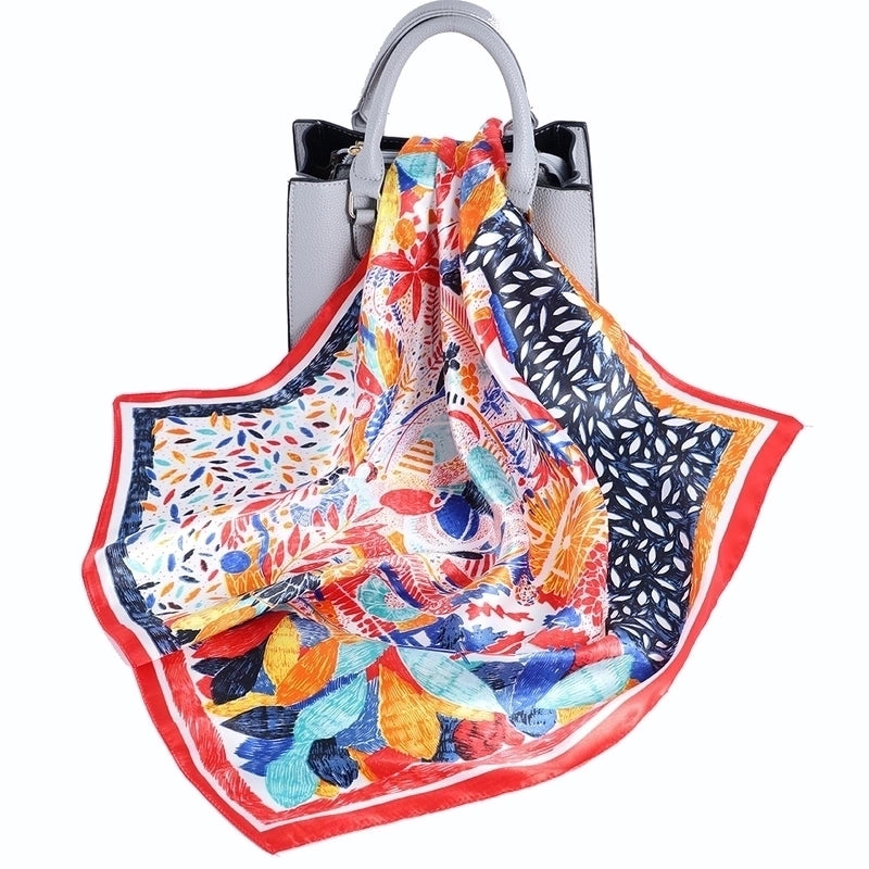 Women's Elegant Classical Lady Printing Satin Silk Scarf