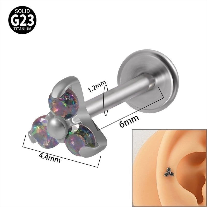 1 Piece Ear Cartilage Rings & Studs Minimalist Flower G23 Titanium Synthetic Opal Zircon Plating Inlay Synthetic Opal Zircon