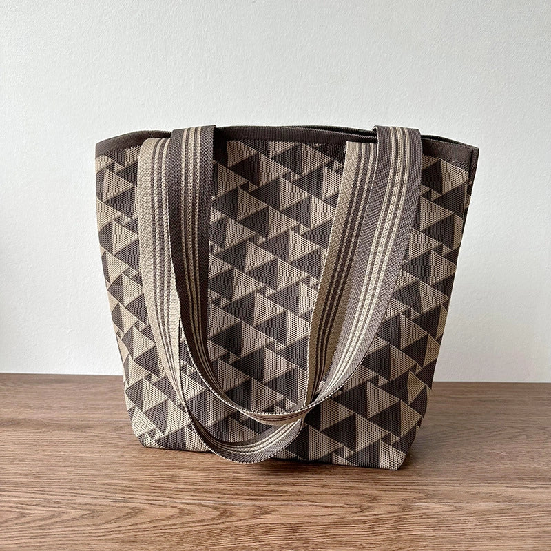 Women's Large Polyester Printing Classic Style Square Open Straw Bag